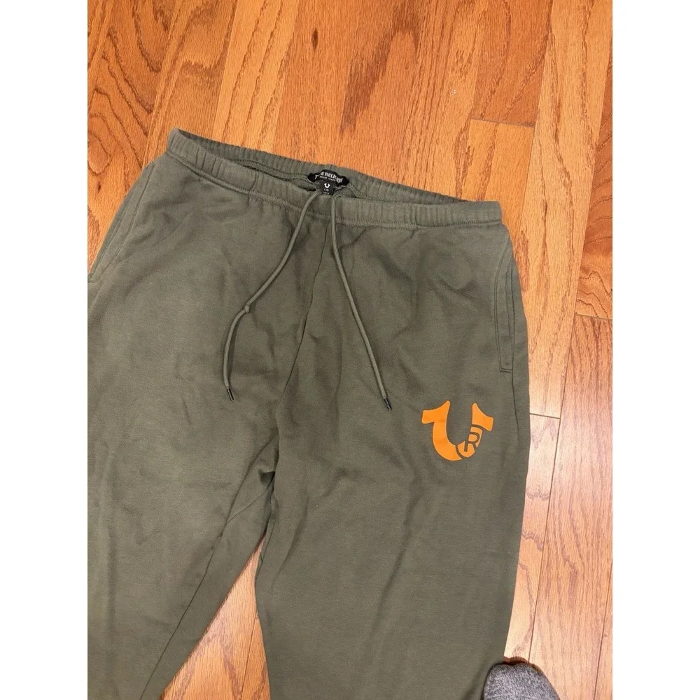 True Religion Relaxed Joggers Men's Large Green Orange‎ 'Beetle' Jogging
